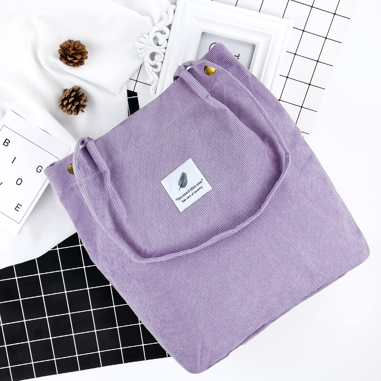 Custom Fashion Handbags Women Corduroy Shoulder Bag Canvas Shoulder Corduroy Tote Bag