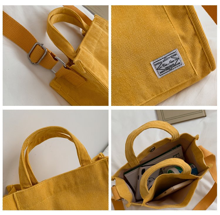Custom Women Corduroy Canvas Shoulder Bag Eco Messenger Bags Small Casual Cotton Canvas Tote Crossbody Bag factory