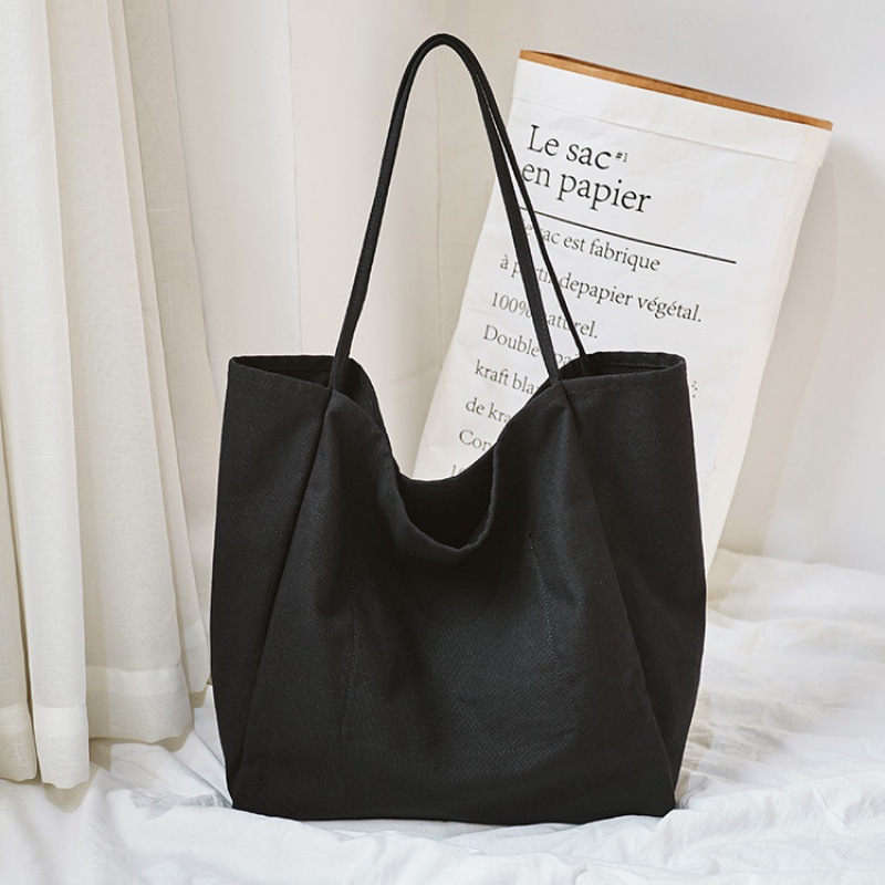 Fashion Customized Recyclable Canvas Cotton Sling Tote Bag Large Blank Minamilist Canvas Shoulder Tote Bag