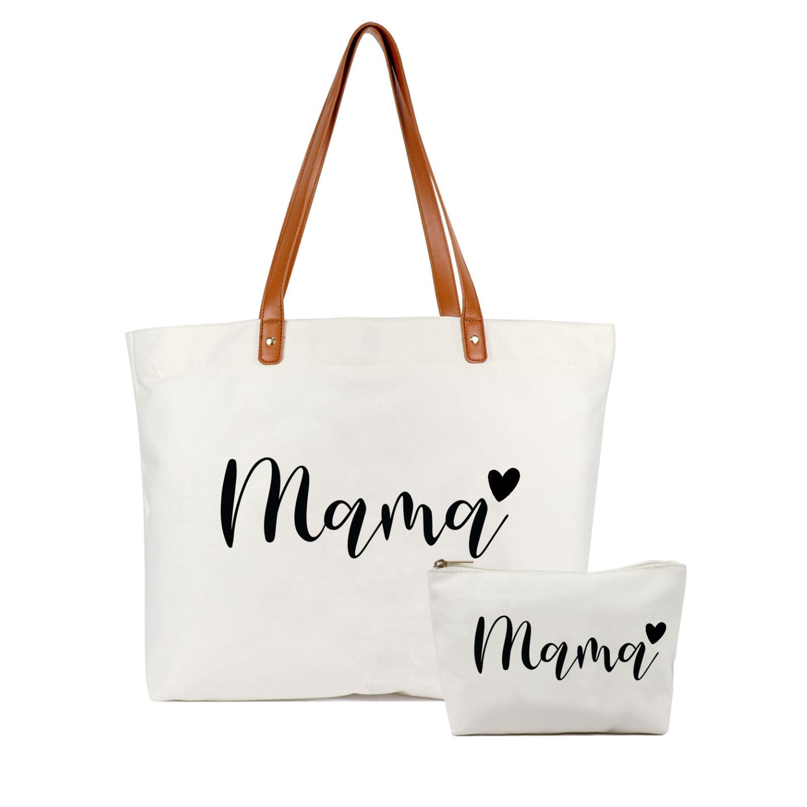 Customizable Leather Handle Tote Bag Reusable Hospital Shopping Beach Travel Cotton Canvas Mama Bag with Custom Logo Pattern