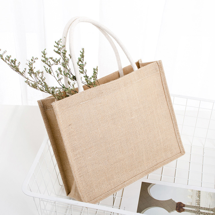 Wholesale Factory Custom Printed Burlap Handbag Eco Reusable Shopping Jute Tote Bag Jute Bags details
