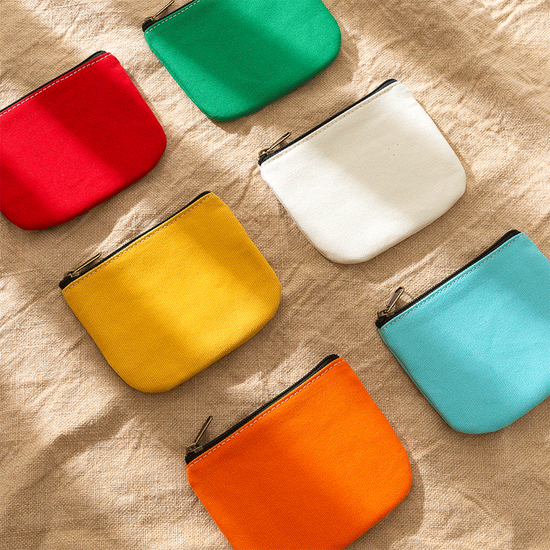 Customized Mini Cotton Canvas for Toiletry Organizer Portable Durable Makeup Cosmetic Bag Zipper Cute Colourful for Travel details