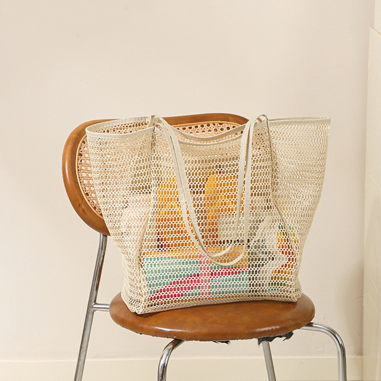 Custom Large Beach Bag Pool Bags Transparent Mesh Beach Tote Bag for Beach Picnic Shopping Camping Grocery