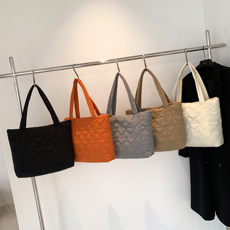 Travel Shoulder Nylon Puffer Bag Winter Quilted Puffy Puffer Tote Bags for Women factory