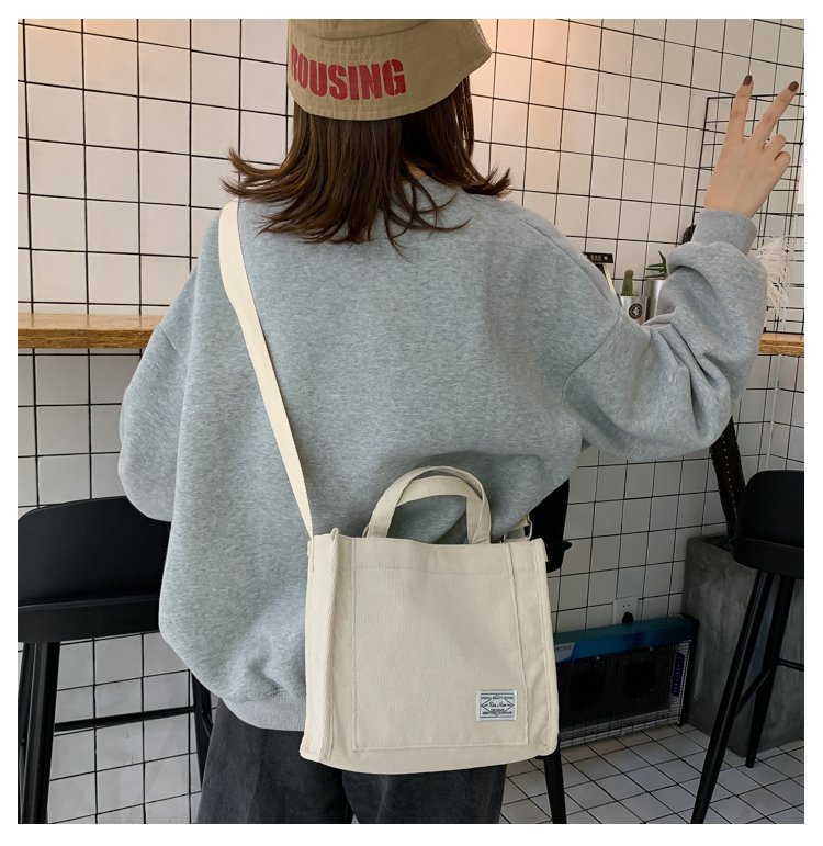 Custom Women Corduroy Canvas Shoulder Bag Eco Messenger Bags Small Casual Cotton Canvas Tote Crossbody Bag manufacture