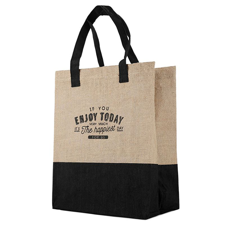 Wholesale Cheap Reusable Custom Logo Printed Grocery Shopping Tote Jute Bag with Leather Handle Large Hemp Burlap supplier