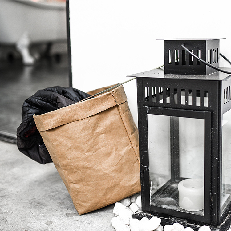 Custom Eco Friendly Stone Black Brown Storage Bag Washable Kraft Paper Bag