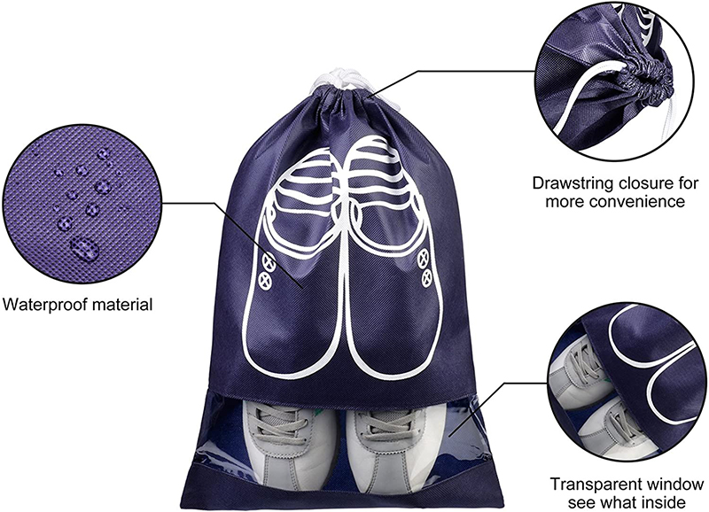 Water Resistant Nylon Drawstring Backpack String Dust Bag Custom Travel Shoe Packaging Bags details
