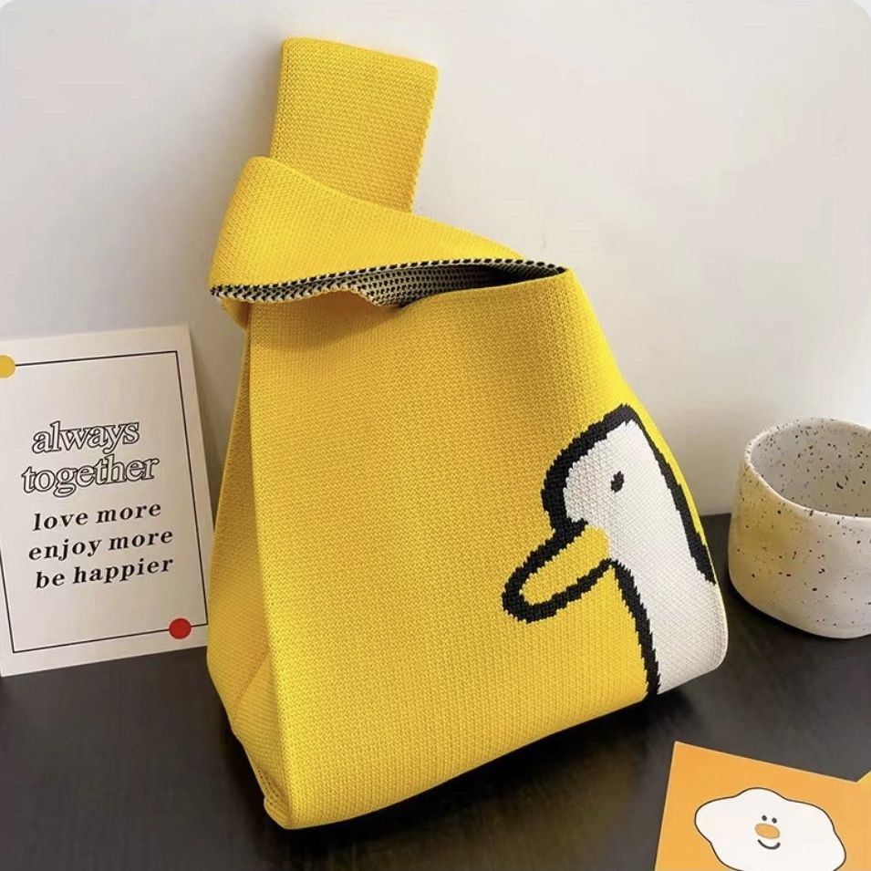 Wrist Accessory Women Fashion Bag Personalized Woven Shopping Tote Polyester Knitted Clutch Bag