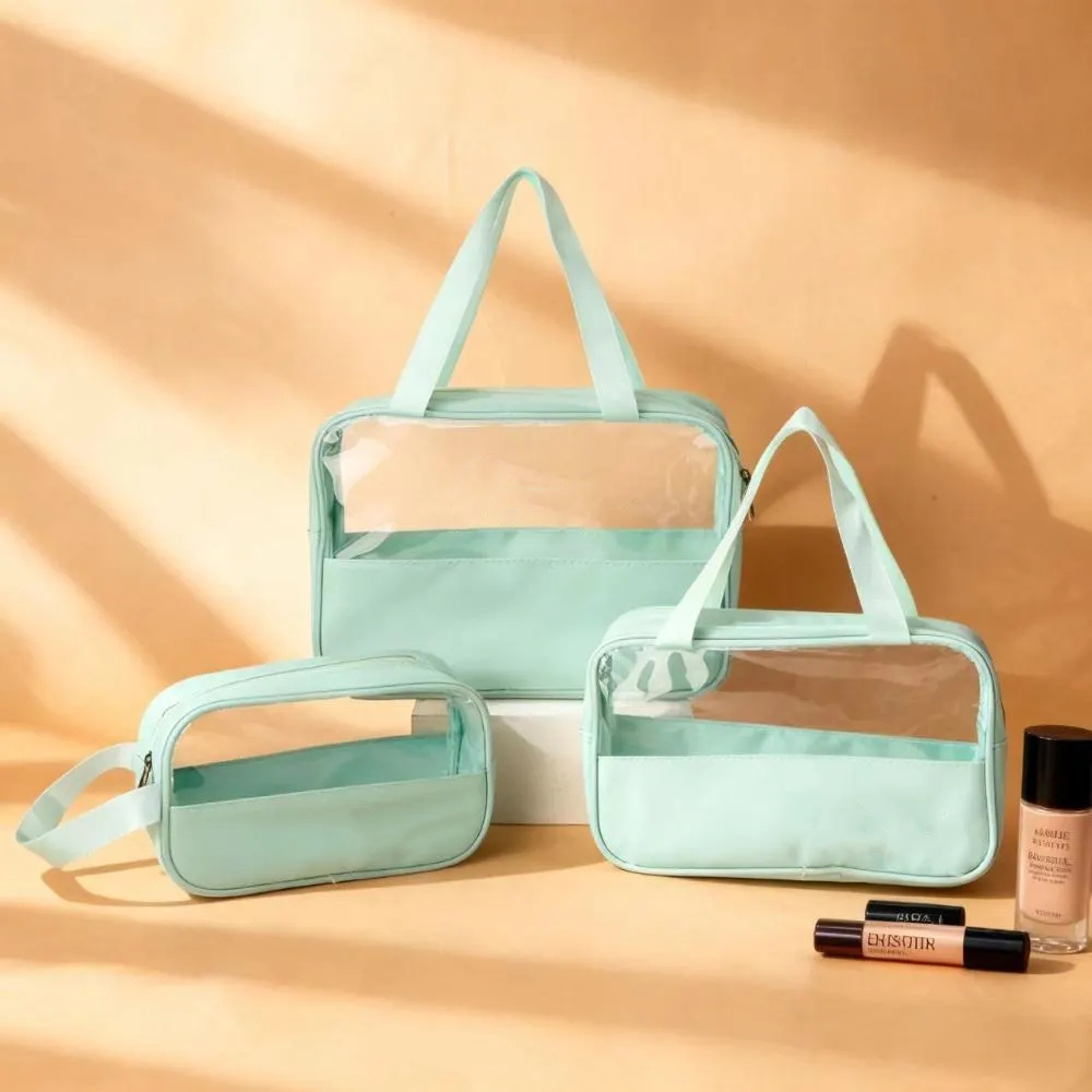 New Style Transparent Toiletry Cosmetic Bag Women Portable Travel Cosmetic Storage Makeup Brush Bag Large Capacity Wash Bag