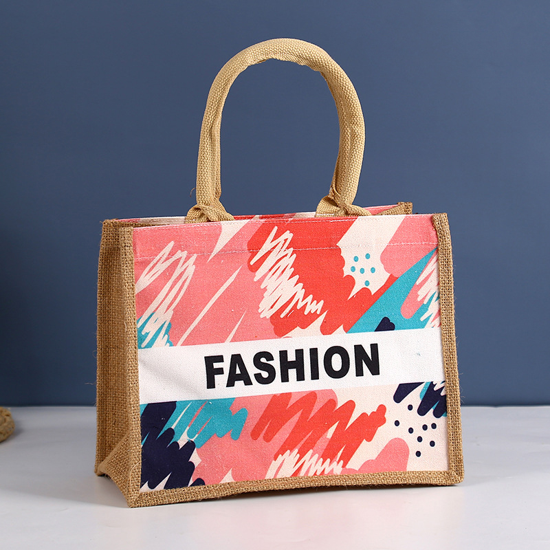 Personalized Graffiti Canvas Jute Shopping Bag With Custom Printed Logo