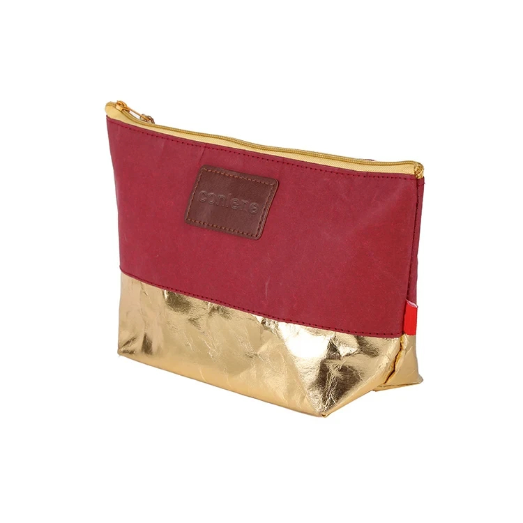 OEM Customized ECO Gold Kraft Paper Cosmetic Makeup Bag New Arrival Ziplock Closure Portable Durable Custom Letter Design